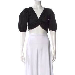 Jason Wu top cropped blouse twist Front puff sleeve 90s y2k chic vacation large